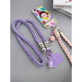 Crossbody Shoulder Lanyard for Mobile Phone Case with Patch Tab Colorful Nylon Necklace Strap String Ropes Phone Accessories