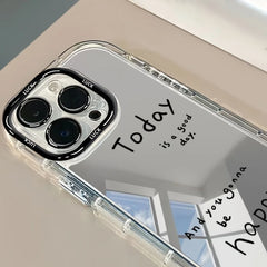Creative English Mirror Phone Case Suitable for Iphone 17 16 15 14 13 12 11 Pro/Max/Plus anti Drop Transparent Cream Soft Case