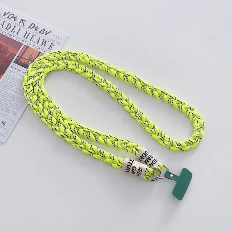 Crossbody Shoulder Lanyard for Mobile Phone Case with Patch Tab Colorful Nylon Necklace Strap String Ropes Phone Accessories