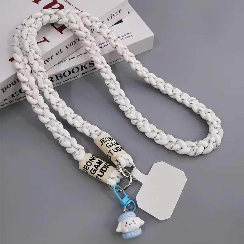 Crossbody Shoulder Lanyard for Mobile Phone Case with Patch Tab Colorful Nylon Necklace Strap String Ropes Phone Accessories