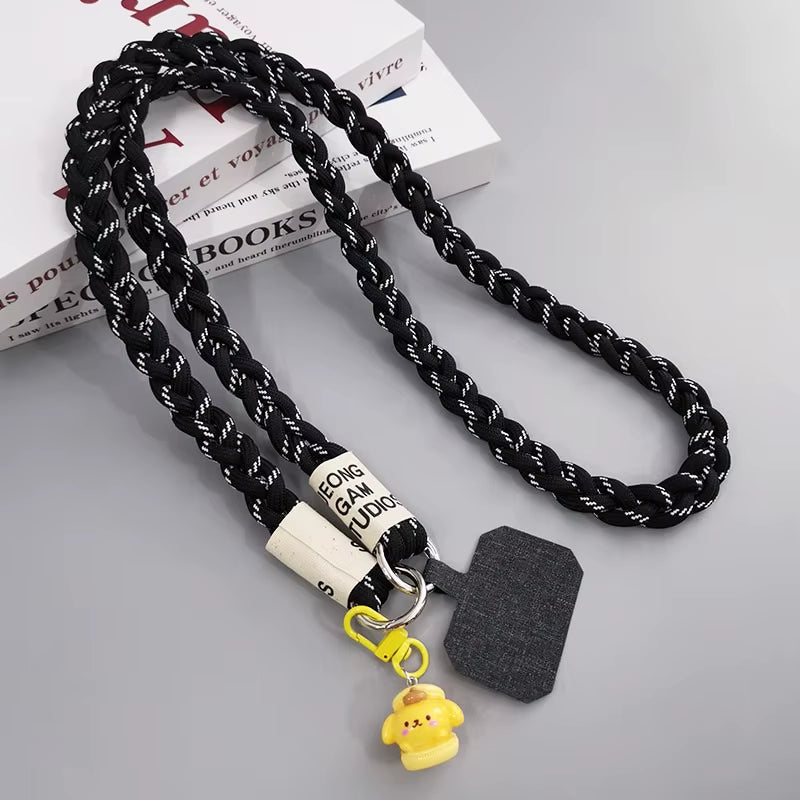 Crossbody Shoulder Lanyard for Mobile Phone Case with Patch Tab Colorful Nylon Necklace Strap String Ropes Phone Accessories