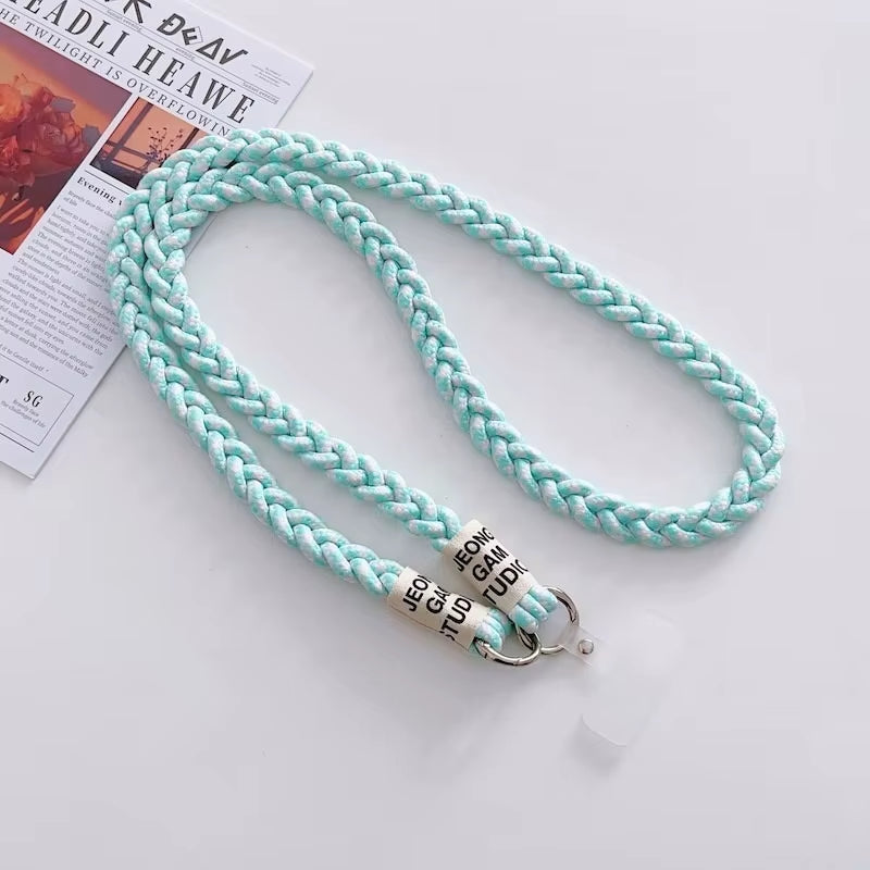 Crossbody Shoulder Lanyard for Mobile Phone Case with Patch Tab Colorful Nylon Necklace Strap String Ropes Phone Accessories