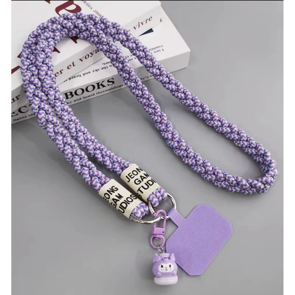 Crossbody Shoulder Lanyard for Mobile Phone Case with Patch Tab Colorful Nylon Necklace Strap String Ropes Phone Accessories