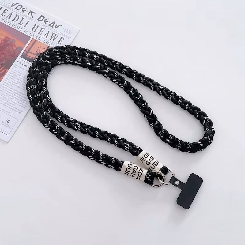 Crossbody Shoulder Lanyard for Mobile Phone Case with Patch Tab Colorful Nylon Necklace Strap String Ropes Phone Accessories