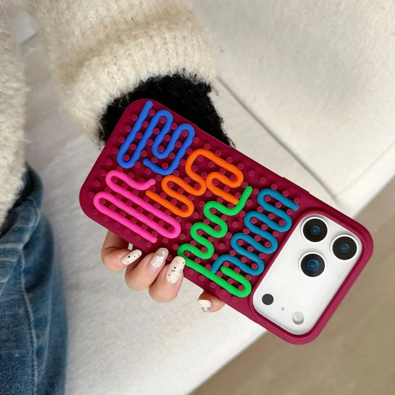 Labyrinth Decompression Puzzle Phone Case for Apple Iphone 13/14/15/16/17 Pro Max Puzzle DIY Silicone Case