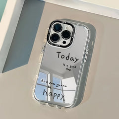 Creative English Mirror Phone Case Suitable for Iphone 17 16 15 14 13 12 11 Pro/Max/Plus anti Drop Transparent Cream Soft Case