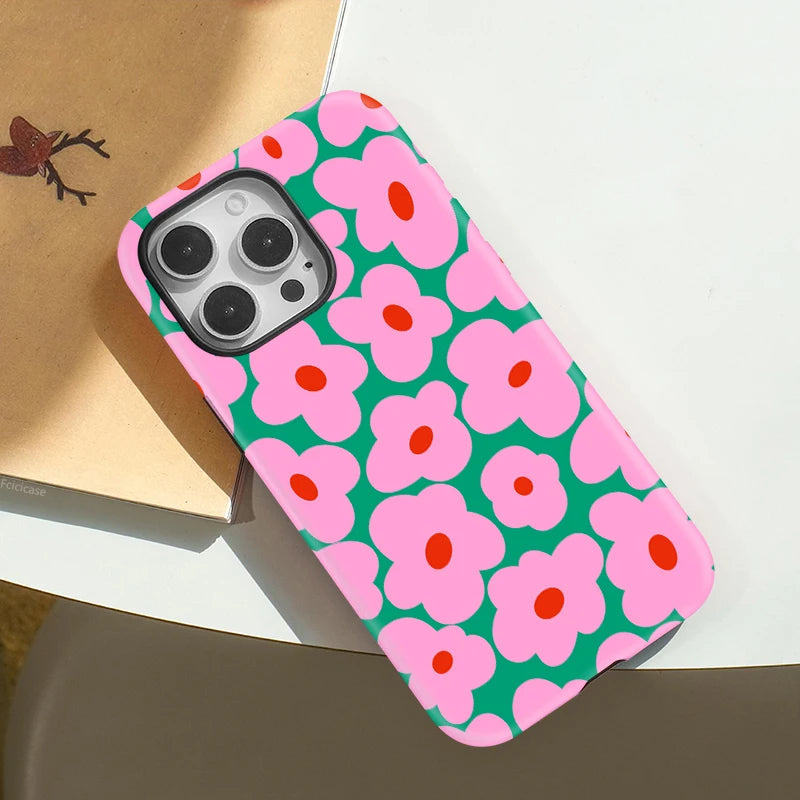 Magnetic Matte Bumper for Magsafe Case for Iphone 16 15 14 plus 13 12 11 Pro Max Shockproof Hard PC Flower Cover