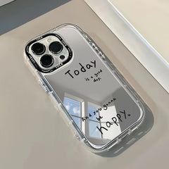 Creative English Mirror Phone Case Suitable for Iphone 17 16 15 14 13 12 11 Pro/Max/Plus anti Drop Transparent Cream Soft Case