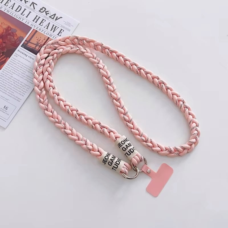 Crossbody Shoulder Lanyard for Mobile Phone Case with Patch Tab Colorful Nylon Necklace Strap String Ropes Phone Accessories