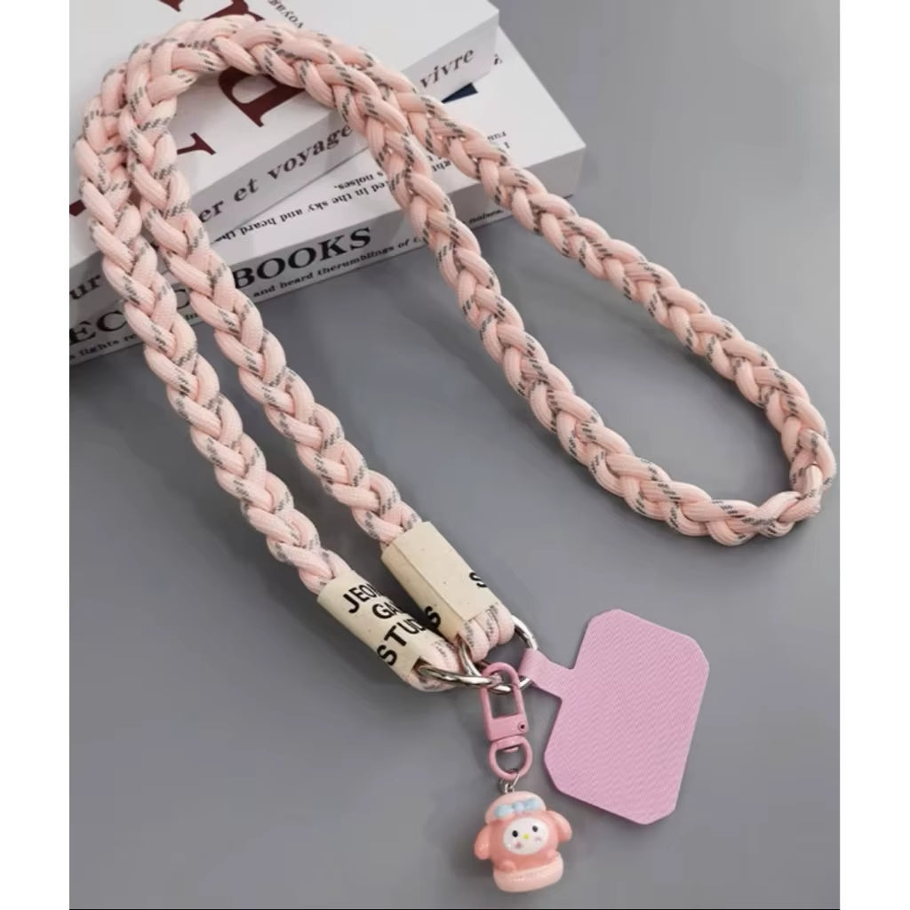 Crossbody Shoulder Lanyard for Mobile Phone Case with Patch Tab Colorful Nylon Necklace Strap String Ropes Phone Accessories