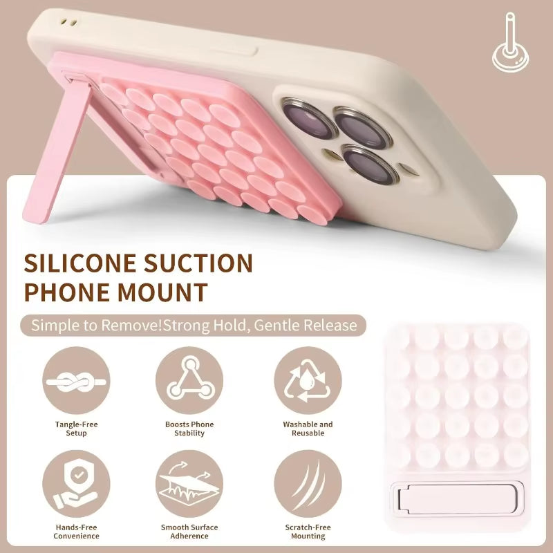 Silicone Adsorption Phone Holder Mirror Shower Phone Holder Foldable Sticky Smart Phone Stand Holder Accessories
