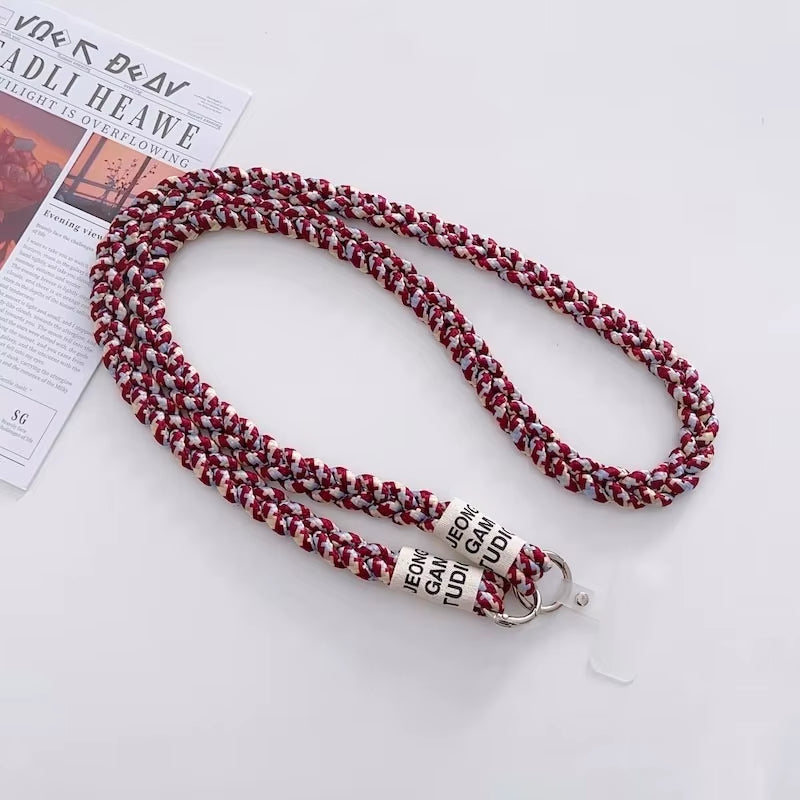 Crossbody Shoulder Lanyard for Mobile Phone Case with Patch Tab Colorful Nylon Necklace Strap String Ropes Phone Accessories