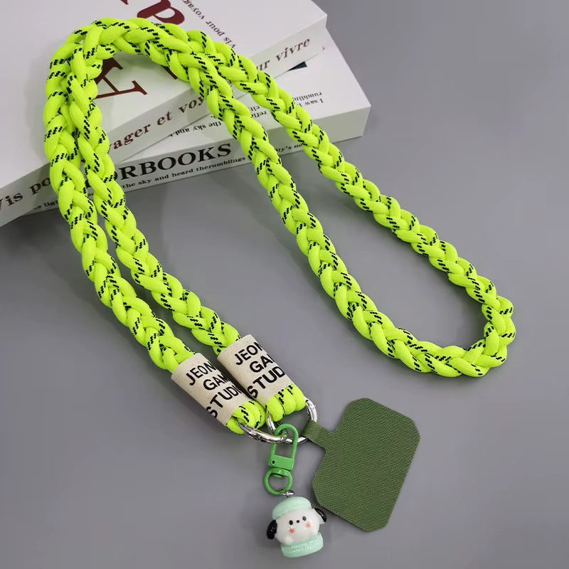 Crossbody Shoulder Lanyard for Mobile Phone Case with Patch Tab Colorful Nylon Necklace Strap String Ropes Phone Accessories